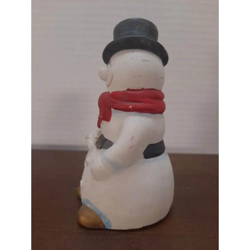 Vintage FEI‎ Snowman Christmas Ceramic Bell Holiday Décor 4 Inches Tall